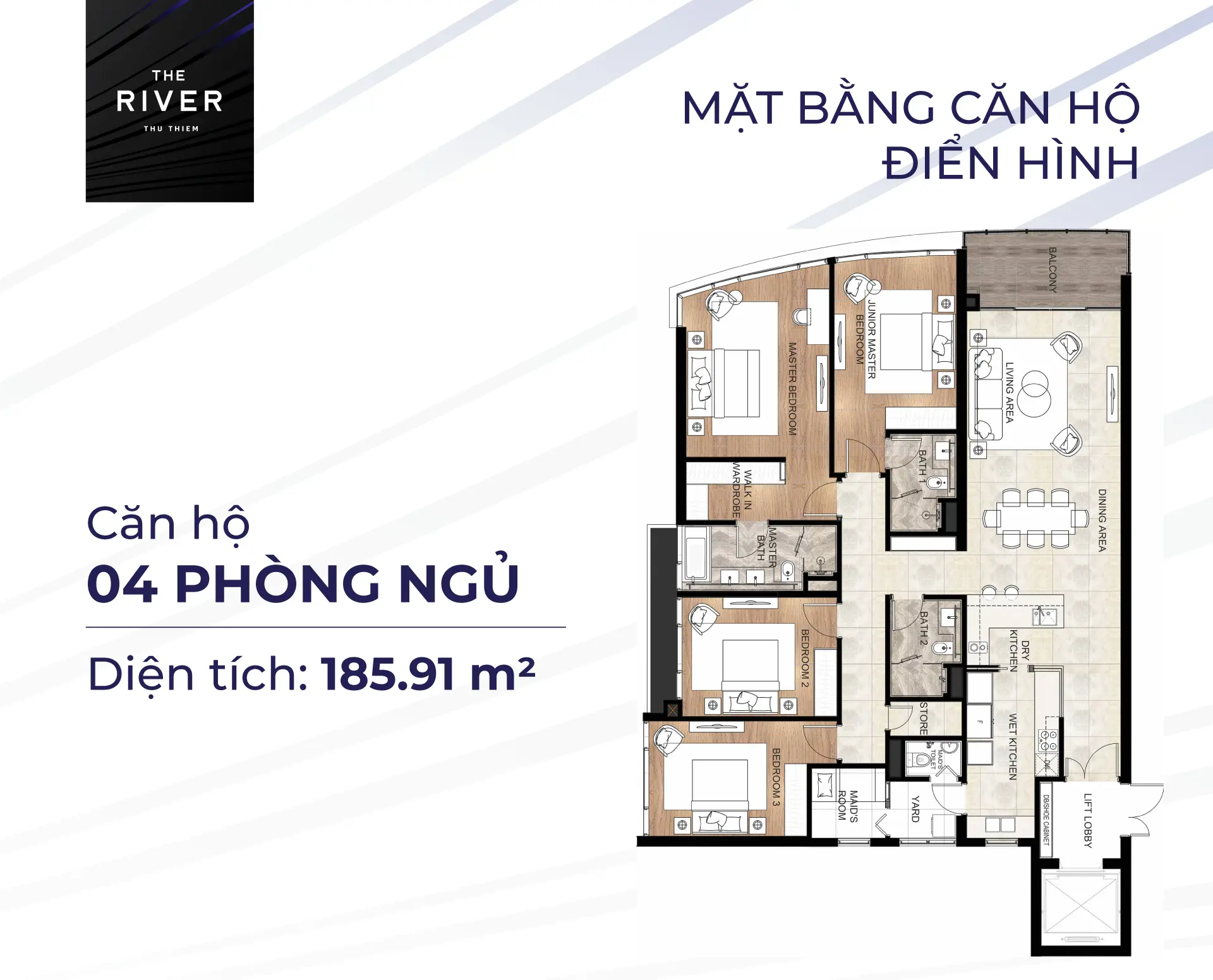 Layout dien hinh can ho 4 Phong Ngu tai du an can ho The River Thu Thiem